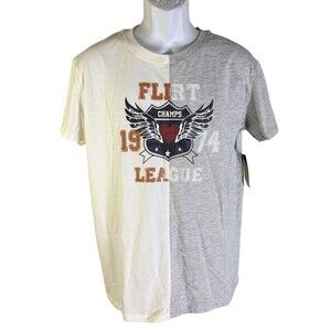 NO BOUNDARIES Women's Short Sleeve FLIRT LEAGUE 1974 Two Toned T-Shirt Large NWT